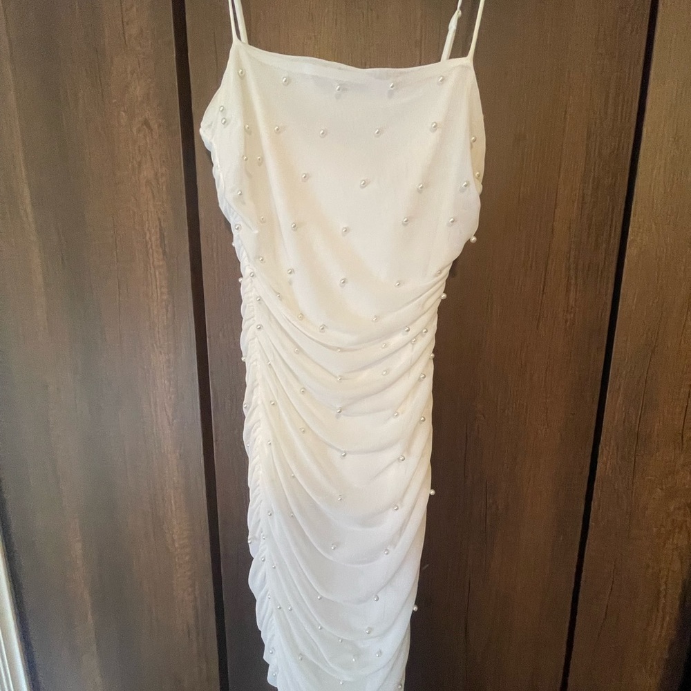 White maxi pearl dress